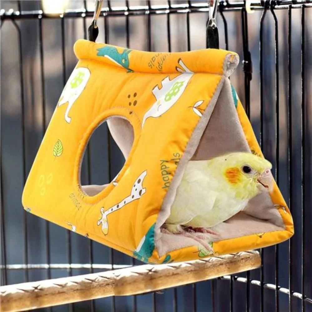 Winter Warm Bird Nest House - Hanging Hammock Velvet Shed Hut Cage Plush Fluffy